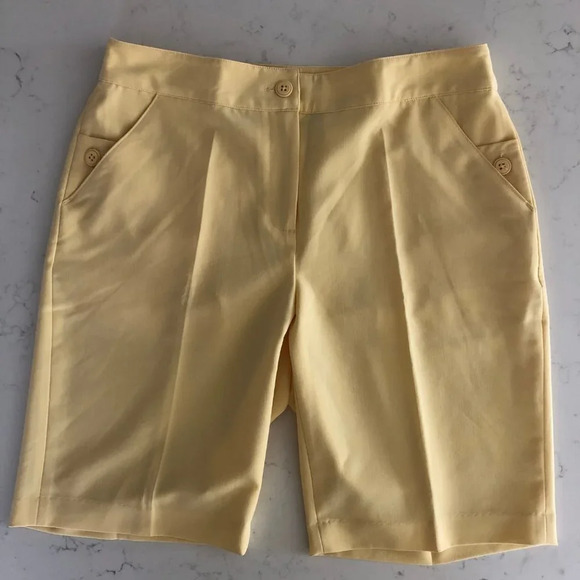 EP Pro Athletic Front Zip Mid Rise Bermuda Golf Shorts Pale Yellow Sz 8 NWOT - Picture 11 of 11